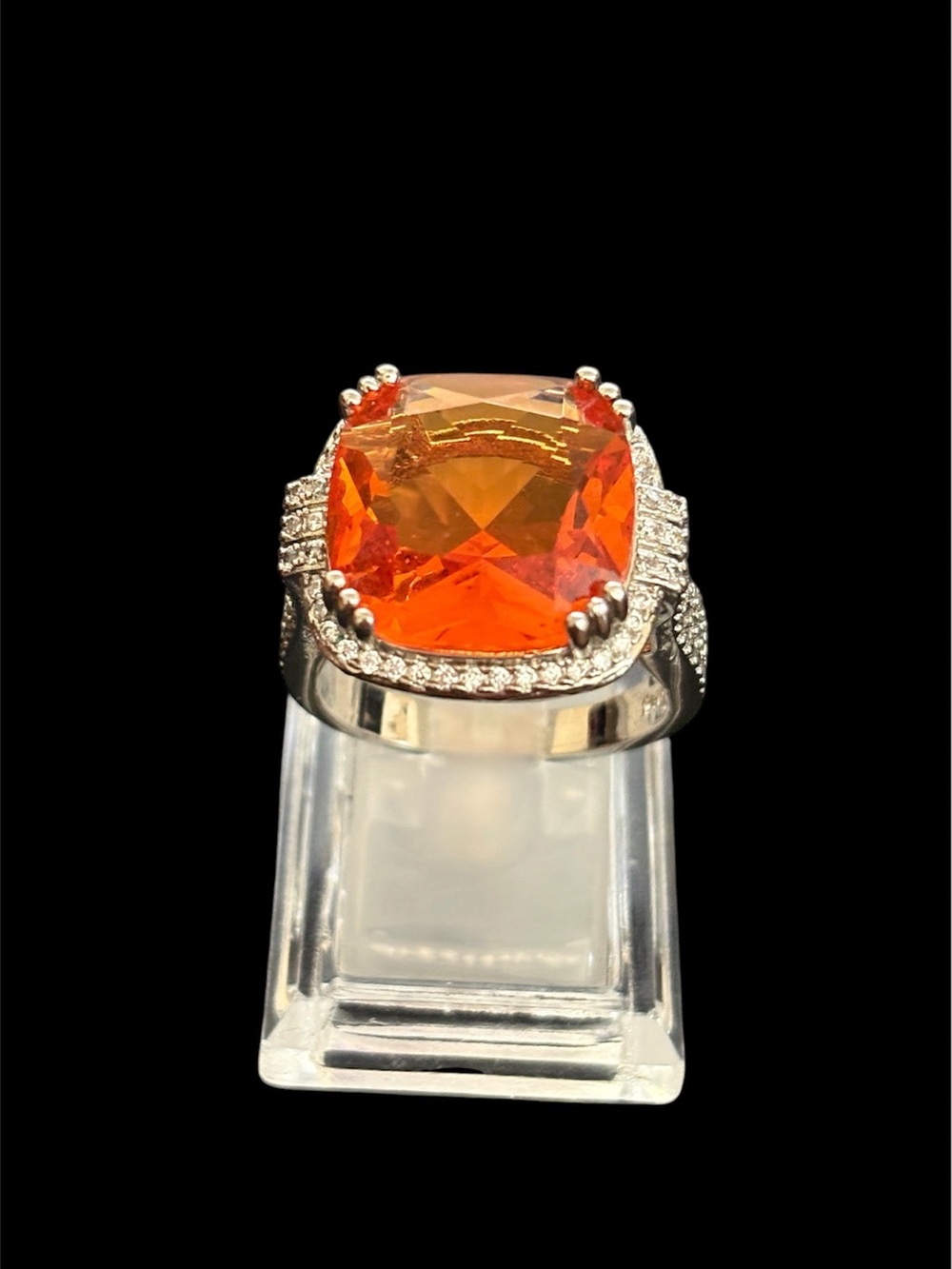 Orange Cushion-Cut Halo Ring